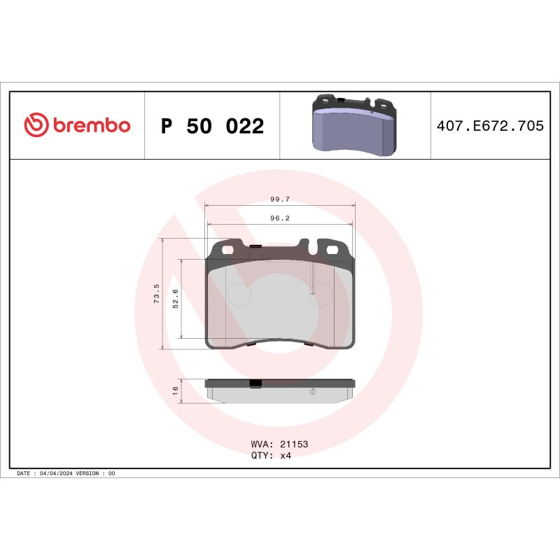 Brembo Juego De Pastillas P 50 022 - Imagen 2