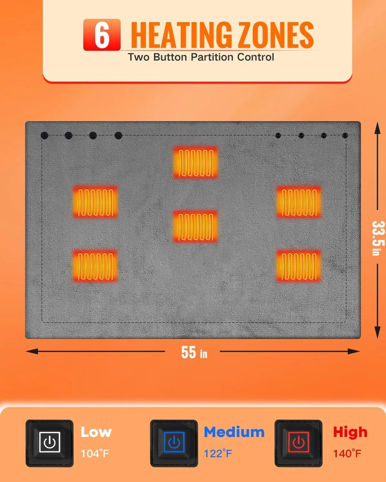 Cordless Heated Blanket-Wearable Heated Blanket Battery Operated with 10000Mah P - Image 2 of 4