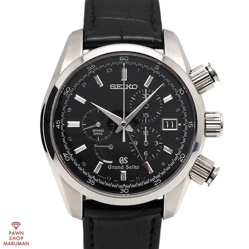 Grand Seiko Chronograph SBGC007 9R86 0AA0 Spring Drive SS Leat...