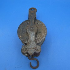 ANTIQUE DECORATIVE CAST IRON CHANDELIER SPRINGLOADED CHAIN PULLEY*RARE*