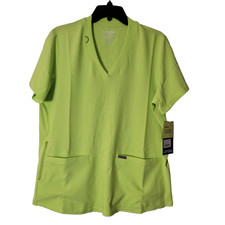 Landau Scrub Shirt NWT Citron Green High Performance Scrub Shirt Size Large
