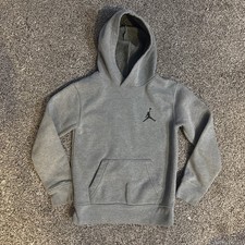 Jordan Hoodie Boys Small 8-10 Gray Jumpman Fleece Pullover Kangaroo Pocket