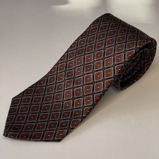 Ike Behar Brown Geometric Mens Silk Tie Made In USA 3.5” x 58.5”
