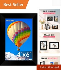 Sleek 4x6 Black Photo Frame - Durable HD Plexiglass for Wall  Table Display