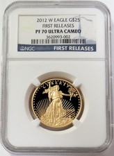 2012 W GOLD $25 AMERICAN EAGLE 1/2oz NGC PF 70 UC FIRST RELEASES 5860.00 per troy oz