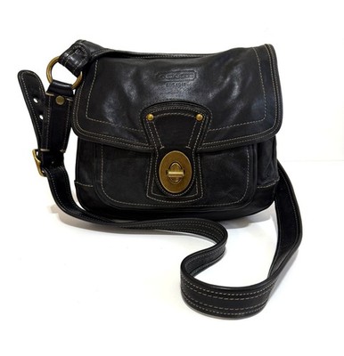 Coach 65th Anniversary Legacy Leather BLACK Hippie Crossbody Bag