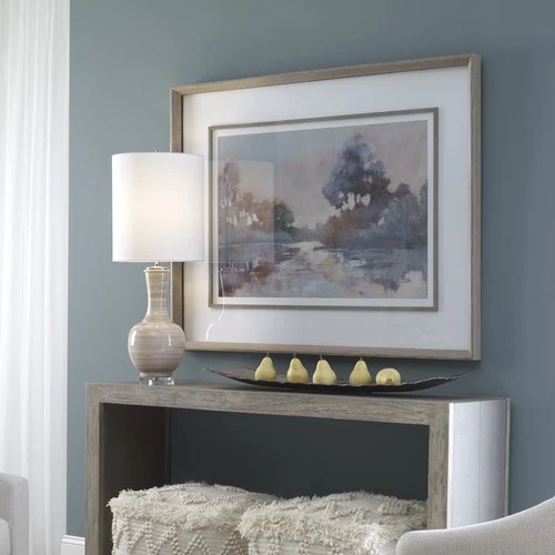 Uttermost 41418 Morning Lake 51" x 39" Framed Lake Landscape - Watercolor Blues - Picture 6 of 7