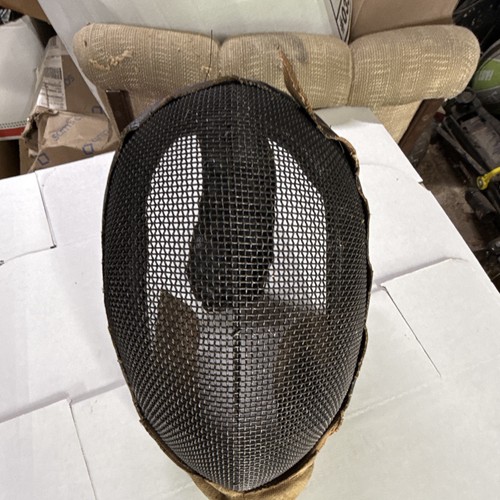 Vintage,Black Full Face Fencing Mask - Black Mesh Face Mask with Padded Bib