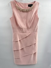 Women's Dress Size 8 Size Pink Pearl Collar Sleeveless Dress Knee Length