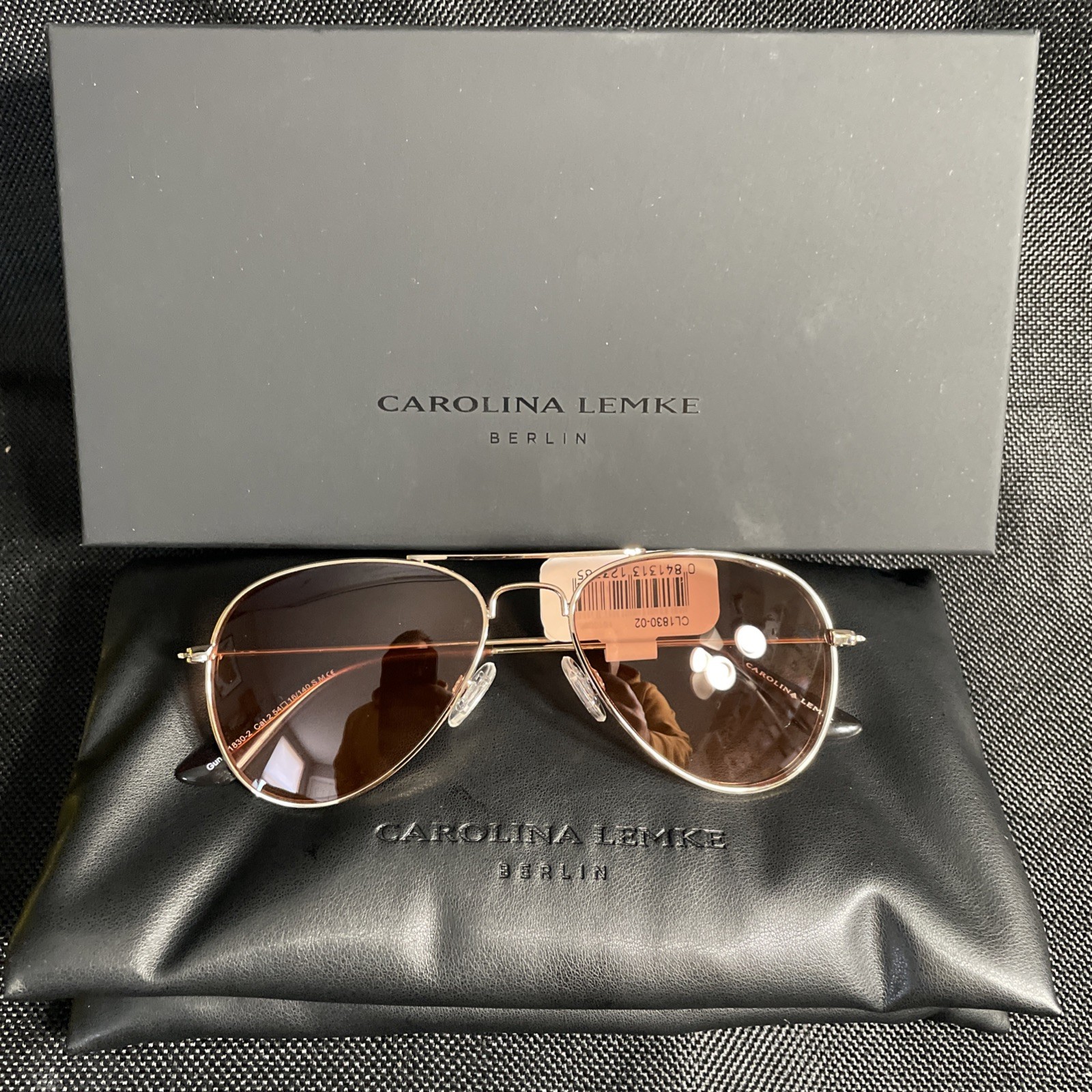 Carolina Lemke Sunglasses Gun Gold Light Plus Free Premium Luxury Case CL1830-2 Brown Women main image 3