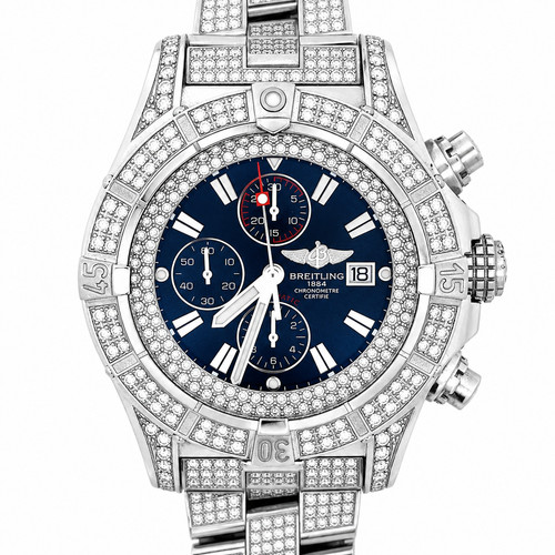 Breitling Super Avenger Chronograph black Dial Diamond Watch A13370