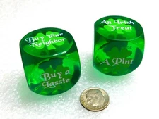 VINTAGE OVER-SIZE IRISH DRINKING GAME DICE!