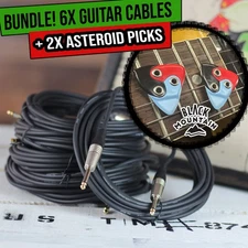 BLACK MOUNTAIN Asteroid Guitar Pick (2 Pack) | x 6 FAT TOAD Guitar Cable Cords