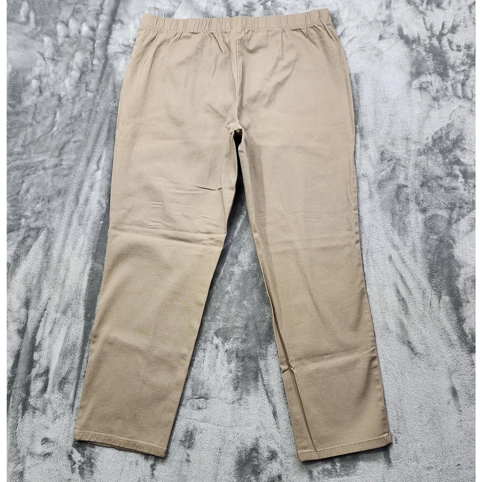 Vintage White Stag Pants Womens XL PETITE Tan Khaki Pull On Chino Stretch Office - Image 2 of 4