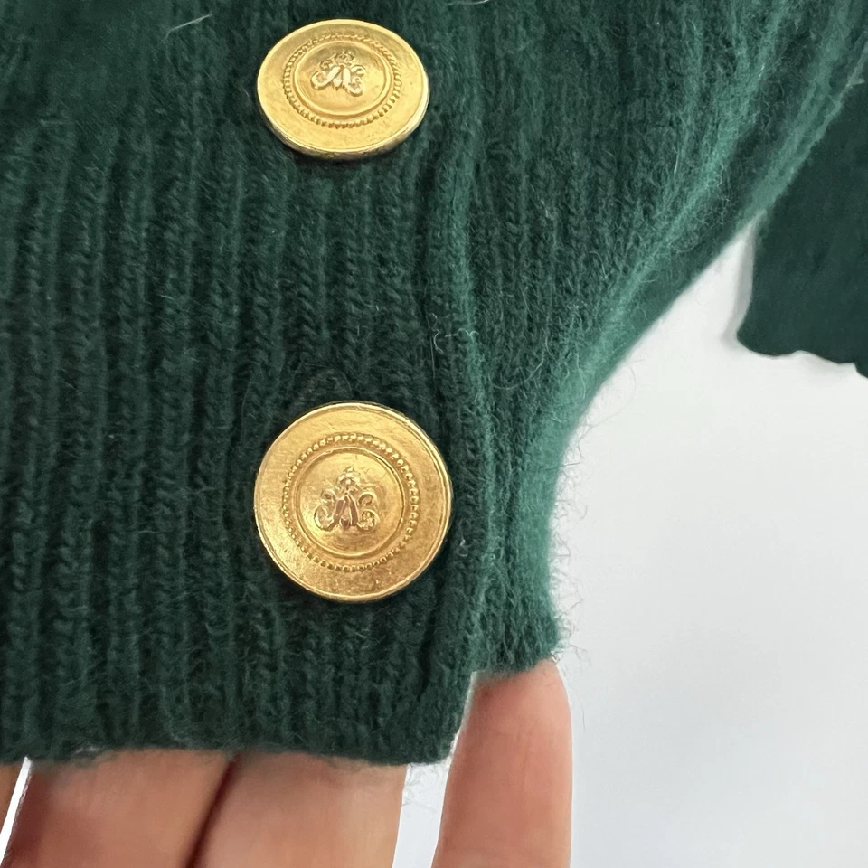 Cárdigan tejido con cable Chaus vintage para mujer L lana de cordero angora suéter verde Kelly Foto 3 de 4