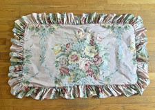 Vintage Ralph Lauren Evelyn PINK Background King Pillow Sham Floral Ruffle Roses