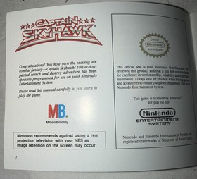 Captain Skyhawk Nintendo NES Instruction Manual Booklet ONLY
