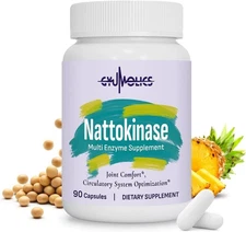 Organic Nattokinase Supplement 10000FU w/ Serrapeptase, Bromelain, Curcumin