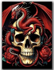 Red Dragon & Skull *% to Charity* 5D Diamond Art Painting Full Drill Kit 30x40cm