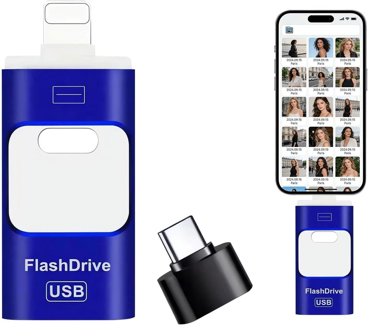 4 in 1 USB Flash Drive, 2TB USBDrives, USB Memory Stick, Slim Slide Phone Memory