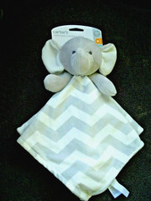 Carter's Gray White Chevron Elephant Security Blanket NEW