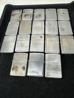 18 Full Size Zippo Lighters Plain Brush Chrome Finish 1950 1971