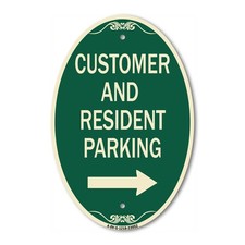 Reserved Parking Sign Customer and Visitor Parking With Right Arrow 12" x 18"