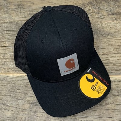 Carhartt Rugged Flex Twill Mesh-Back Logo Patch Hat Black — New