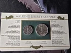 1936 P Walking Liberty Half Dollar + 1986 1 oz Silver Dollar Coinage PCS Panel
