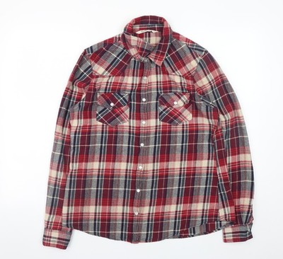 Vanilla Star Herren rot kariert Baumwolle Flanell Langarm Hemd Gr. L