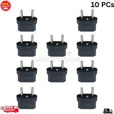 10PCS US to EU Plug Adapter — USA to European Travel Charger Converter Outlet Pl