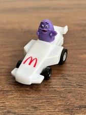 VINTAGE McDonalds Happy Meal Toy Grimace White Race Car Pull Back Turbomac 1988