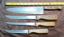 Vintage 4 Old HOMESTEAD Knives, With Wood Handles From Japan (Nice)