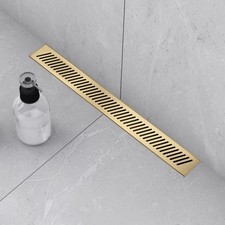 Linear Shower Drain, Brushed Gold Shower Drain 36 Inch with Removable Grate, ...