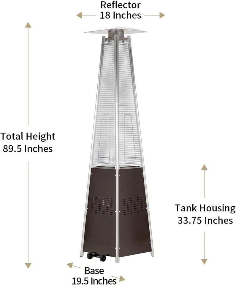 KEZATO Calentador de Patio, Exterior 42000 BTU, con Cubierta y Ruedas Bronce CAJA ABIERTA Foto 2 de 4
