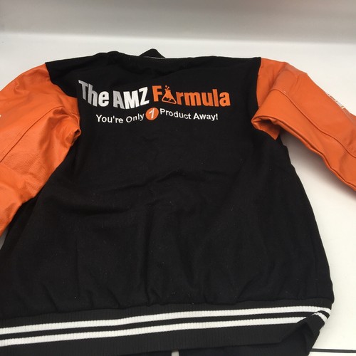 The AMZ Formula Varsity Jacket Black Orange Embroidered New With Tags Sz X Large - Picture 6 of 7