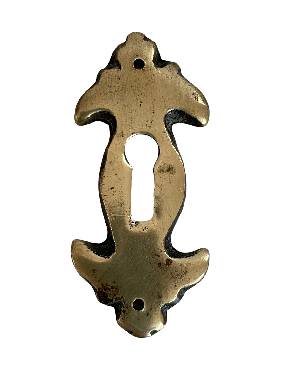 Antique Georgian Solid Brass Escutcheon Keyhole Cover Vintage Restoration 53