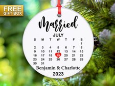 Custom Married Ornament keepsake Personalized Married Announcement Ornament