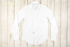 CALVIN KLEIN WHITE MEDIUM 34/35 STEEL SLIM FIT HERRINGOBONE BUTTON SHIRT DEFECT