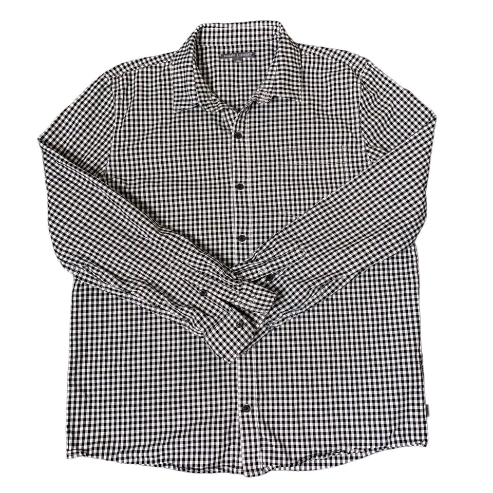Threads 4 Thought Shirt Mens Large Black & White Checkered Button Up Long Sleeve - Image 3 of 4