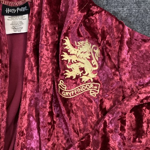 Harry Potter Robe Pjammy Kids Large Plush Bath Red Maroon Velvet Gryffindor - Picture 3 of 6