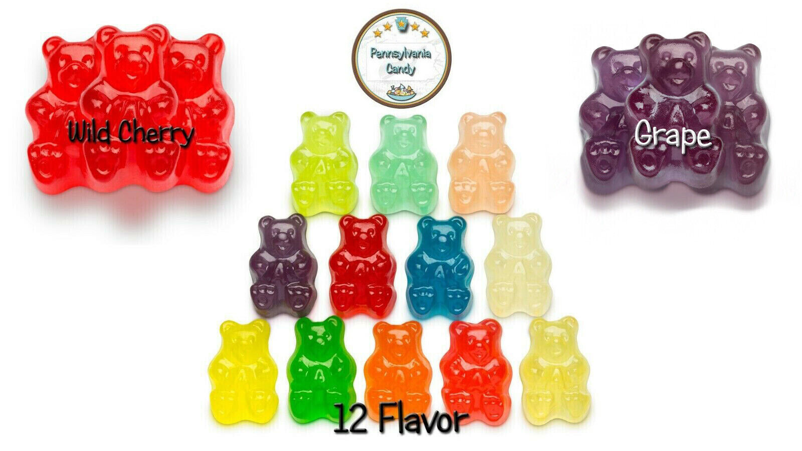 PA Candy 5 lb Bag 12 FLAVOR GUMMI BEARS (OR Cherry OR Grape) Soft Gummy  Candy