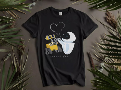 Cute Disney Pixar Wall-E Eve Heart T-shirt Unisex Tshirt, Short Sleeve T-Shirt