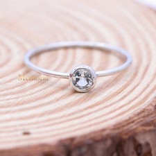 925 Sterling Silver Natural White Topaz Engagement Ring Handmade Women's Jewelry