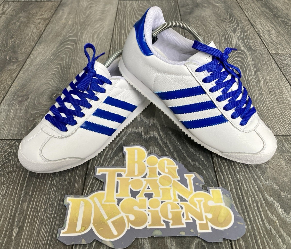 Custom Adidas Kick 74 Original Trainer BNWT White Blue Size
