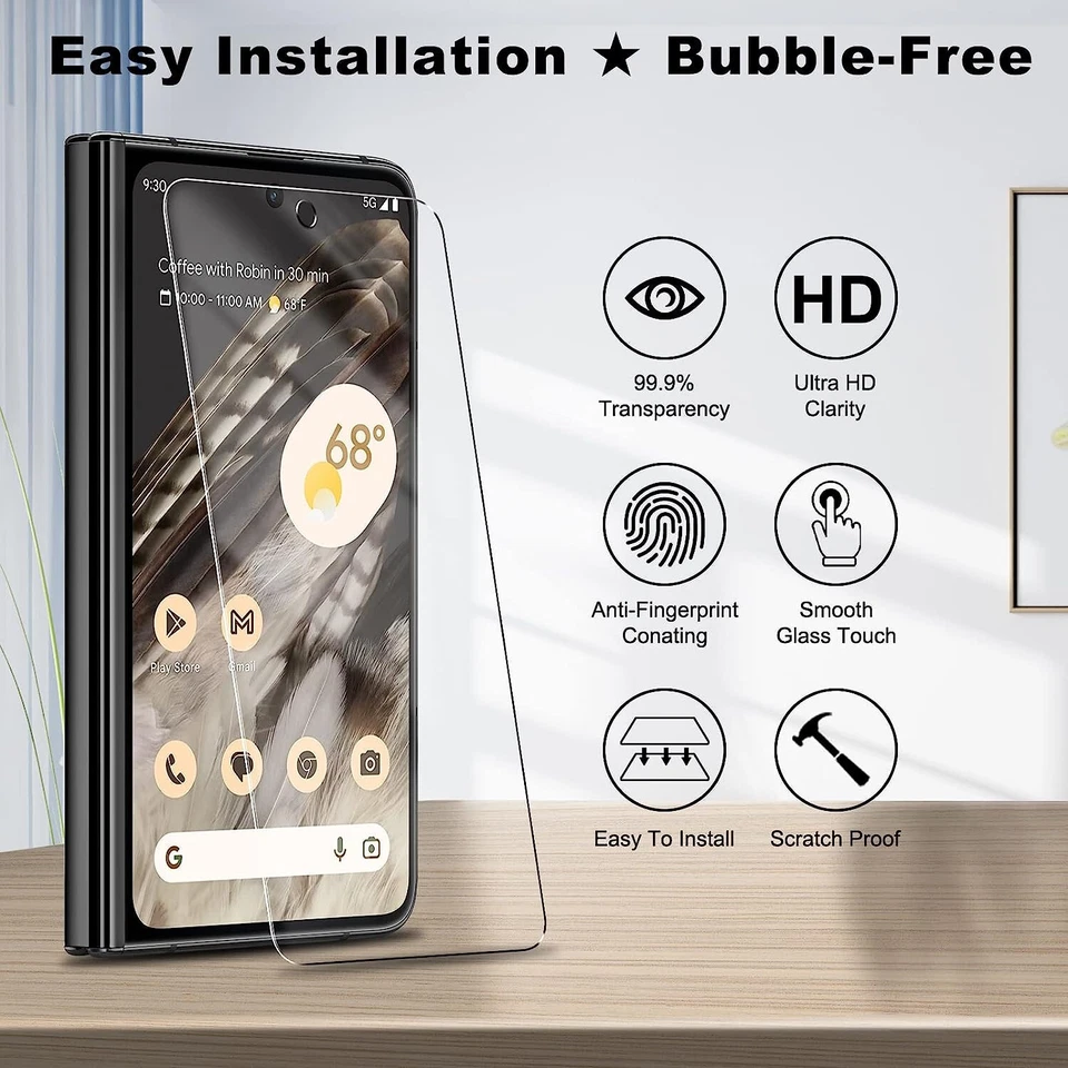 Outer Tempered Glass+Back Camera Lens Screen Protector for Google Pixel Fold 5G - Image 4 of 4
