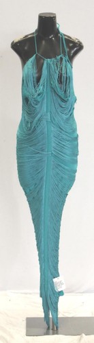 ASOS Design Womens Tall Fringe Drape Halter Maxi Dress NC3 Teal UK:10 (US:6) NWT
