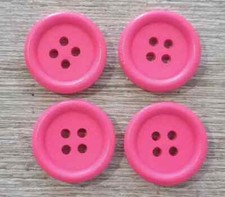 colors pastel wood sewing buttons 4 holes bright pink 3/4 inch 20mm 4pc