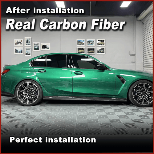 Fit For BMW G80 M3 2021-2024 REAL Carbon Fiber Side Skirt Extension Lip Spoiler - Picture 2 of 11