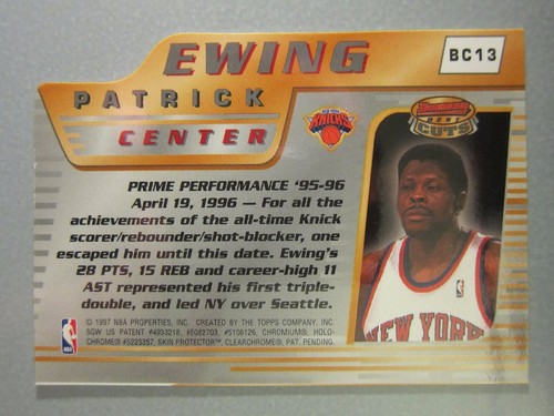 *Raro* 1996-97 Bowman's Best Cuts #BC13 Patrick Ewing - Imagen 2 de 2